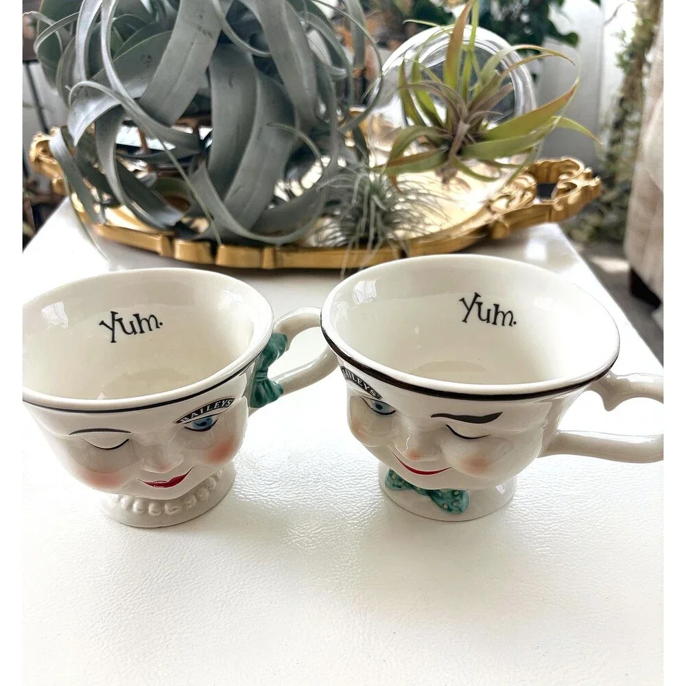 VTG Baileys Irish Cream Winking Face Cups Set of 2 
